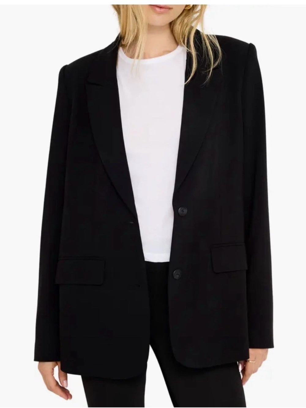 Good American Oversized Boyfriend Blazer Jacket XS Black Suiting NEW